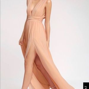 Lulus blush bridesmaid dress